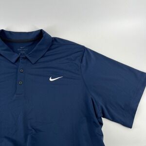 Nike Dri Fit Mens Tall XXL Navy Blue Short Sleeve Golf Polo Shirt